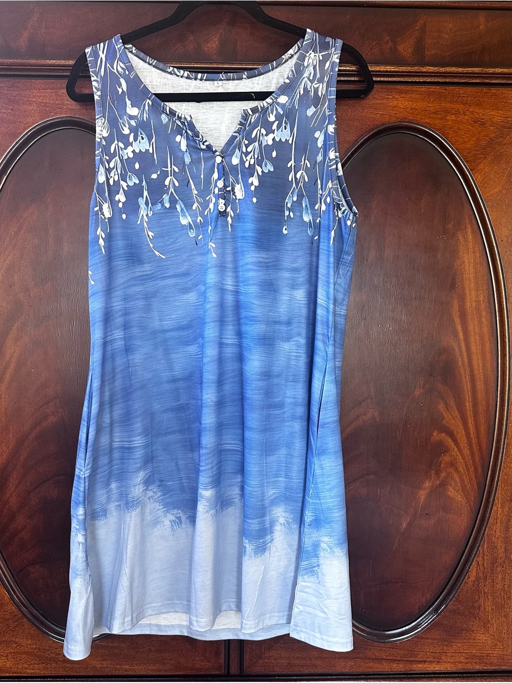 Blue Ombre Floral Printed Summer Beach Bobo Dress